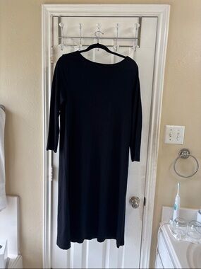 Flax Black Midi elbow sleeve dress. Made in the USA. NWOT
